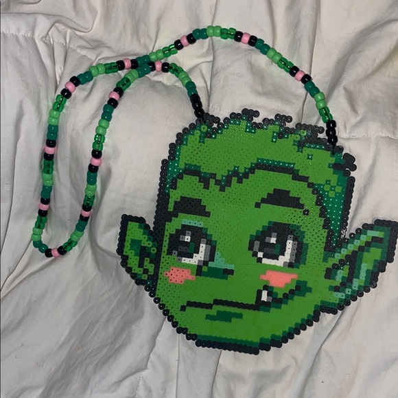 Handmade Other - Green Beaded Rave Kandi Necklace: BEAST BOY